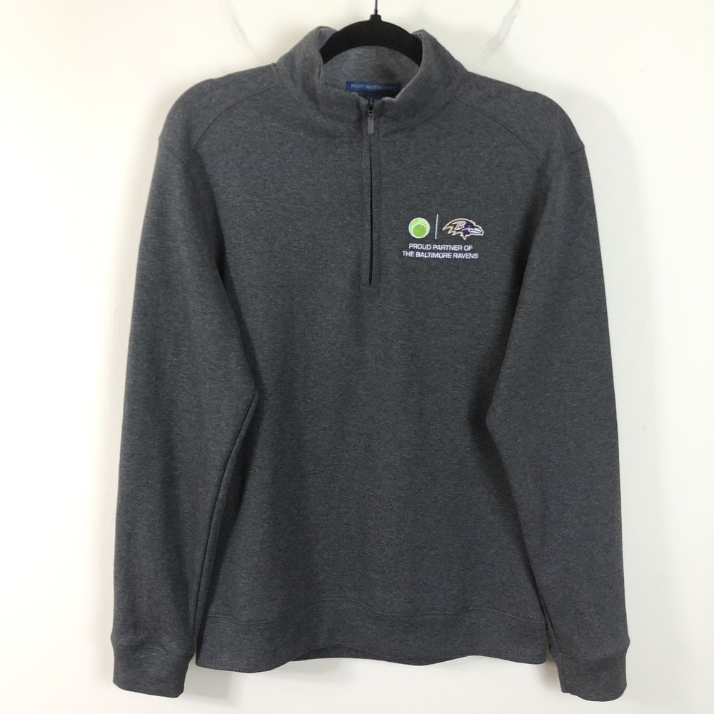 Baltimore Ravens Port Authority 1/4 Zip Fleece Sweater Womens XS Gray Sport Tech